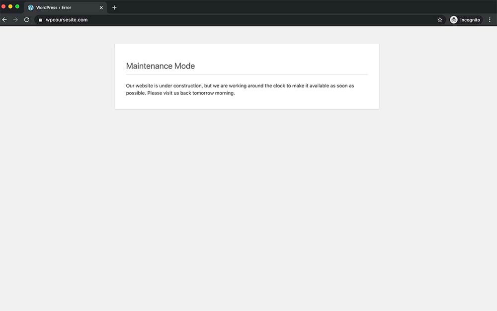 WordPress default maintenance page