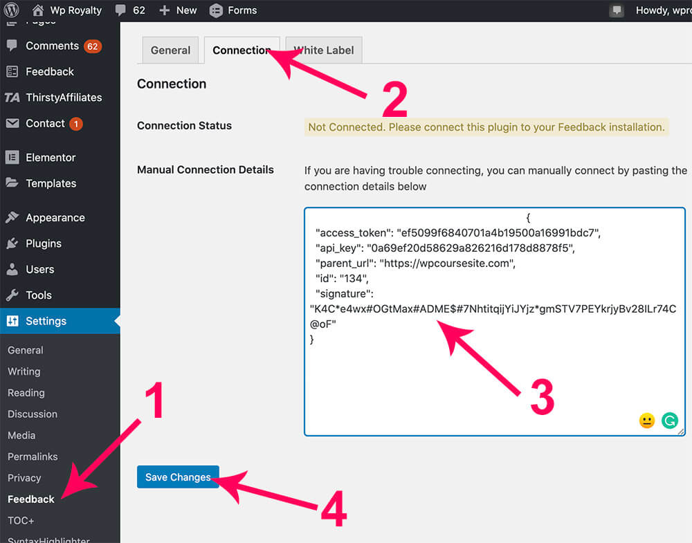 Paste the projecthuddle code in client side