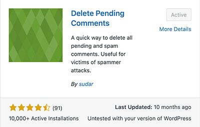 Delete pending comments plugin