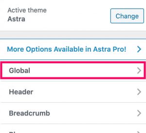 Astra Global tab
