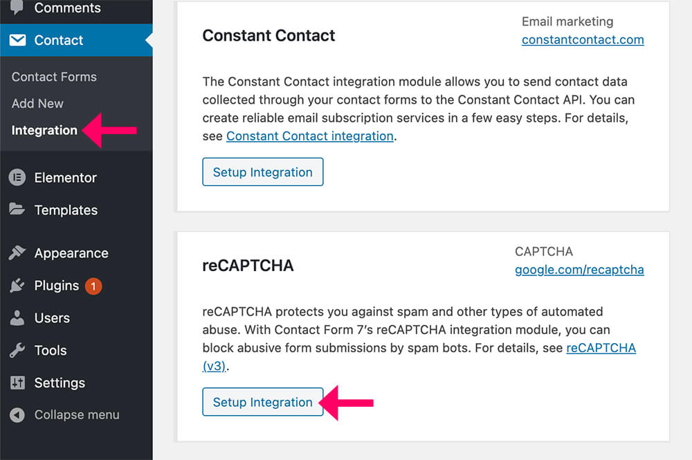 Contact Form 7 reCaptcha integration