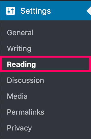 Settings reading screen