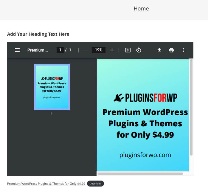 Embed PDF in content