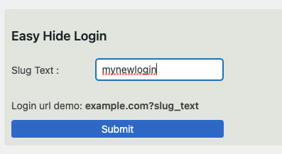 New login page slug text
