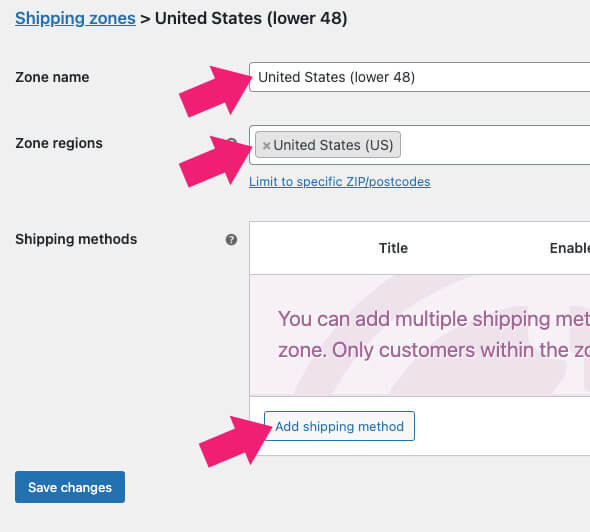 Add shipping method in WooCommerce