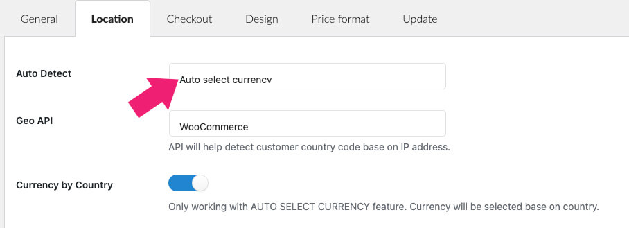 Auto detect currency based on location