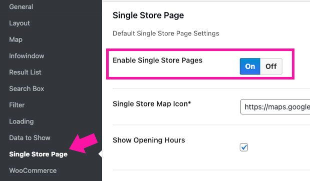 Enable single store pages