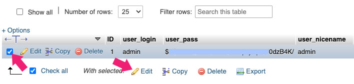 Edit username in database
