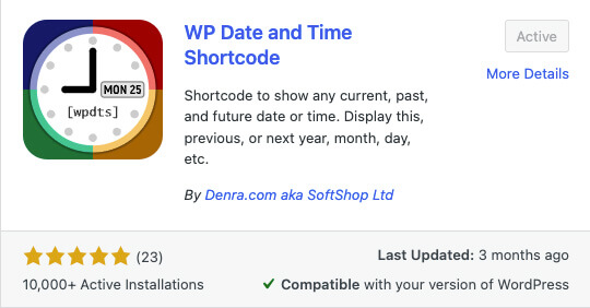WP Date and Time WordPress Plugin