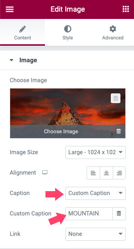 Add custom text to an image in Elementor