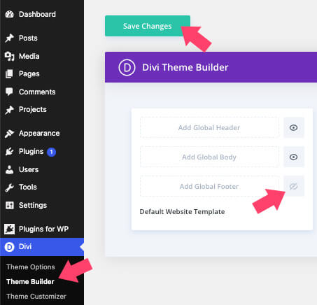 Remove global footer from Divi