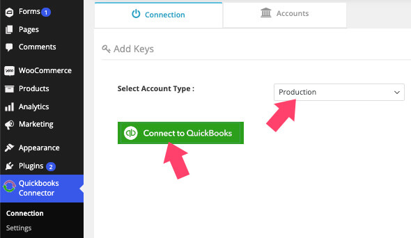 Connect WooCommerce to QuickBooks account