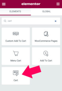 Elementor WooCommerce cart widget