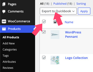 Export WooCommerce products to QuickBooks