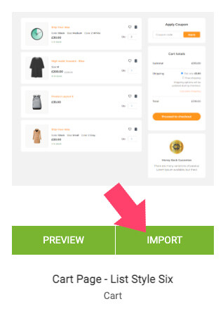 Import cart page template