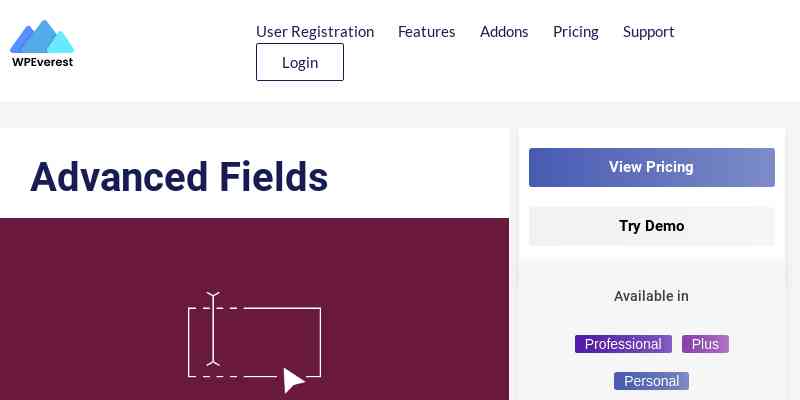 User Registration Advanced Fields