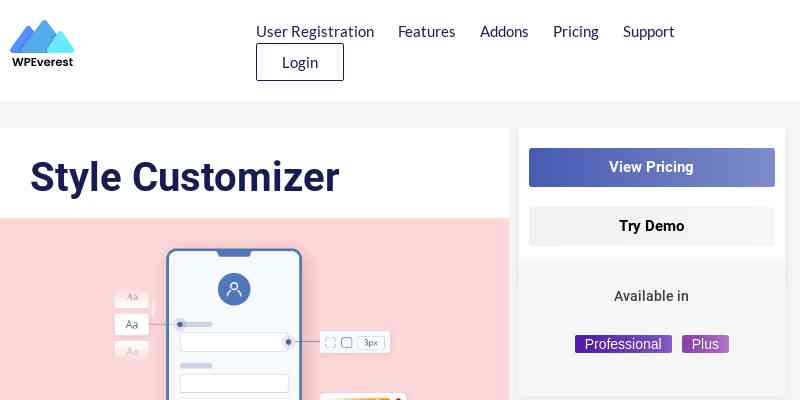 User Registration Style Customizer