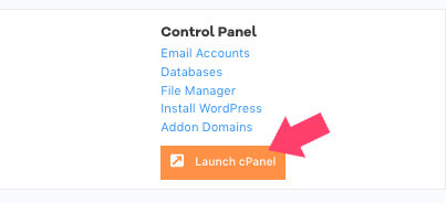 Launch cPanel from Hosting Dashboard