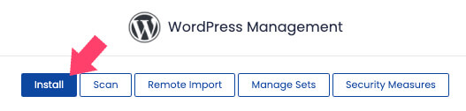 WordPress Management Install Button