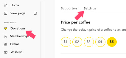 Change the price per coffee amount