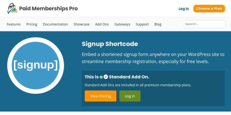 Paid Memberships Pro – Signup Shortcode Add On