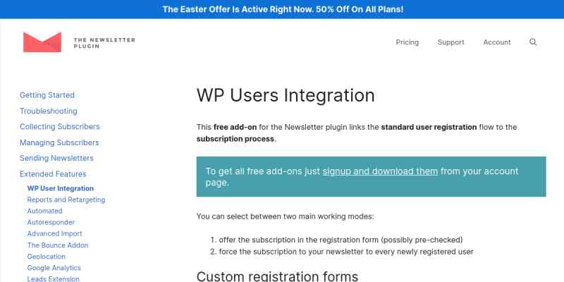 Newsletter – WP Users Integration