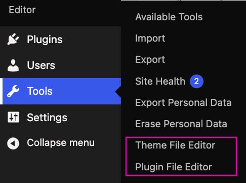 Theme File Editor under Tools