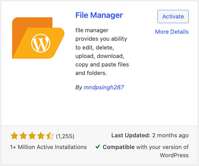 WP File Manager Plugin