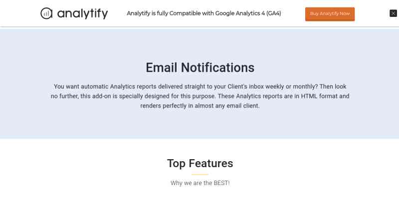 Analytify Email Notifications