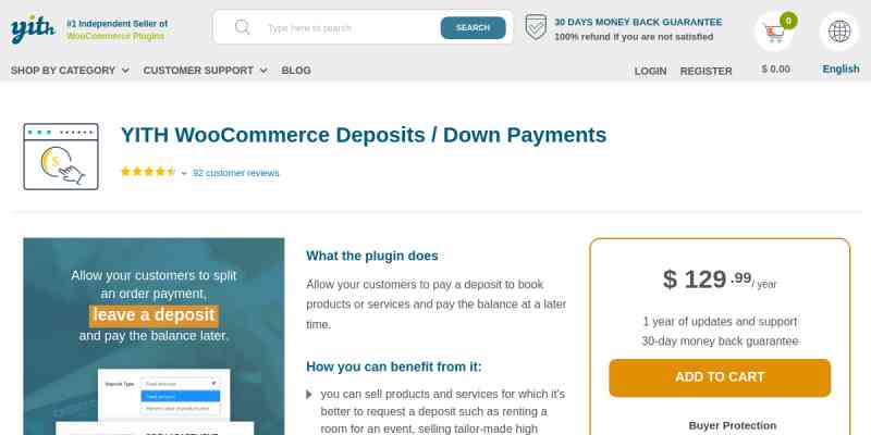 YITH WooCommerce Deposits / Down Payments Premium
