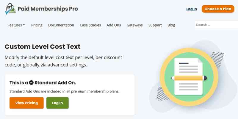 Paid Memberships Pro – Custom Level Cost Text Add On
