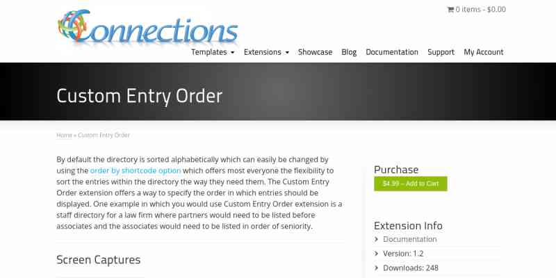 Connections Business Directory Extension – Custom Entry Order