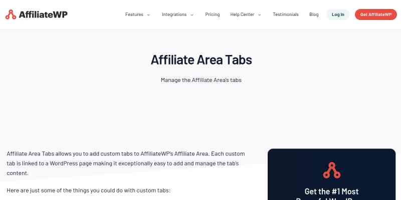 AffiliateWP – Affiliate Area Tabs