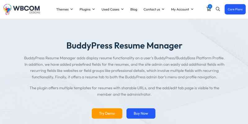 Wbcom Designs – BuddyPress Resume Manager