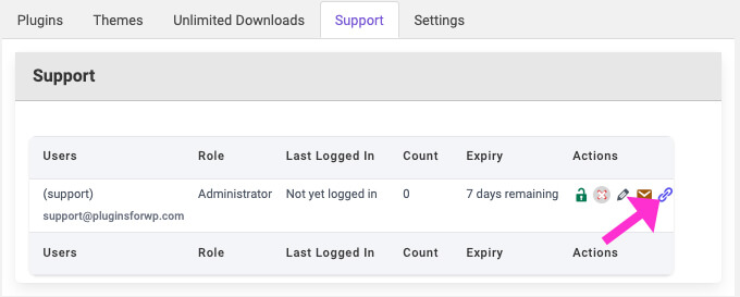 Copy temporary link