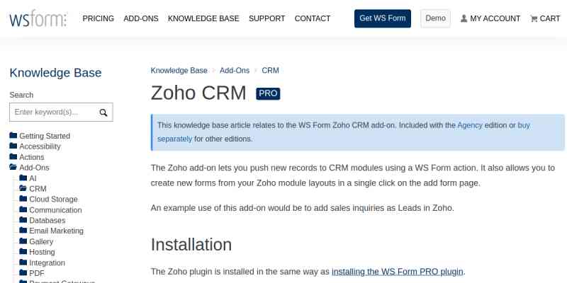 WS Form PRO – Zoho