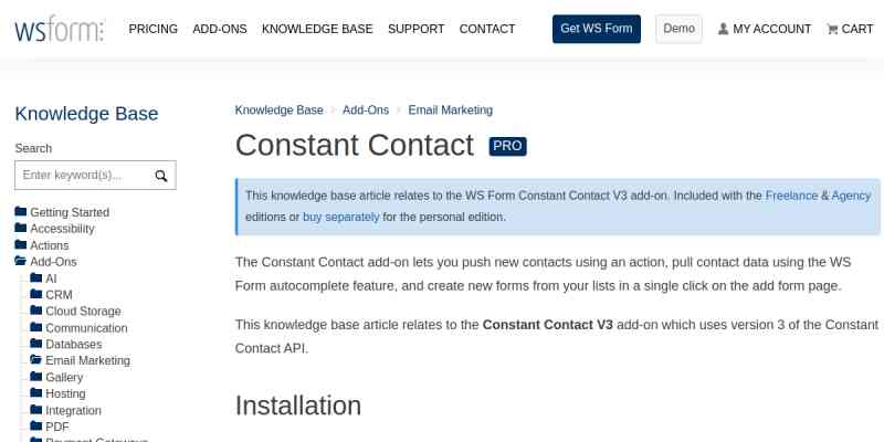WS Form PRO – Constant Contact