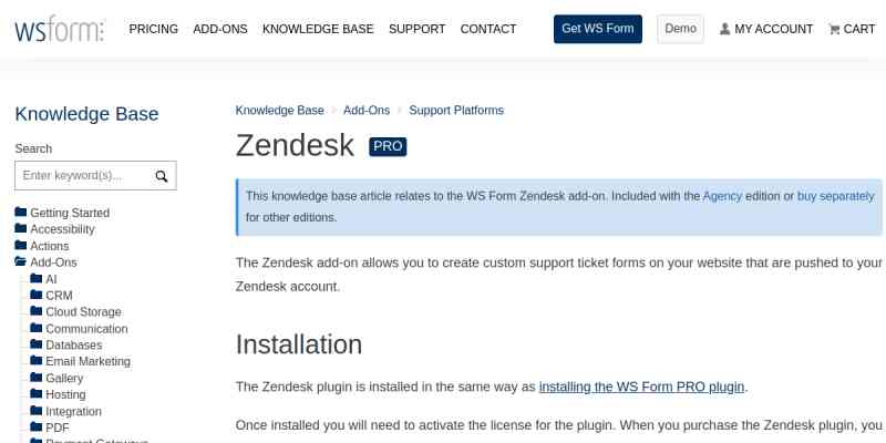 WS Form PRO – Zendesk