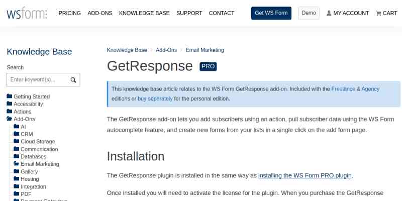 WS Form PRO – GetResponse