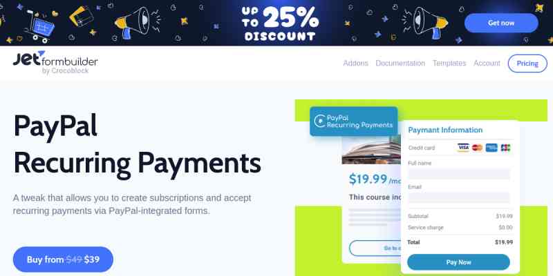 JetFormBuilder PayPal Recurring payments