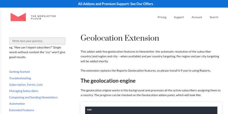 Newsletter – Geolocation
