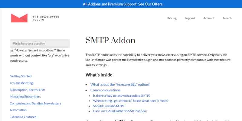 Newsletter – SMTP Addon