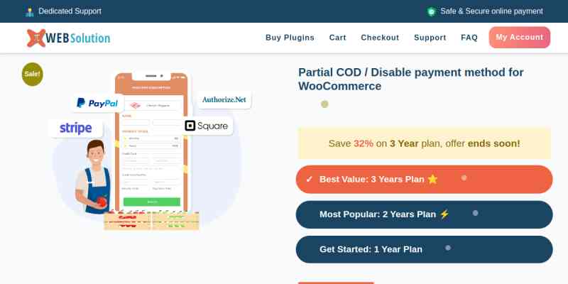 Disable payment method / COD fees / Advance COD or Partial payment for Order for WooCommerce