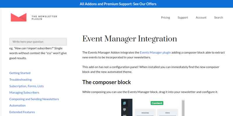 Newsletter – Events Manager Addon