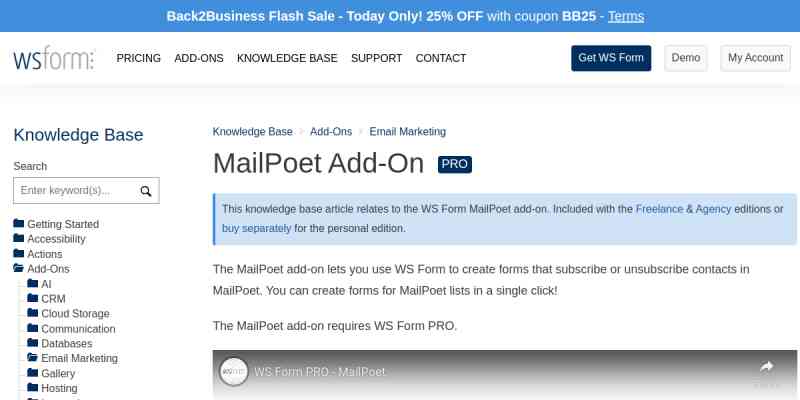 WS Form PRO – MailPoet