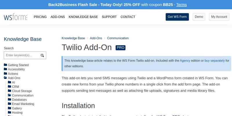 WS Form PRO – Twilio
