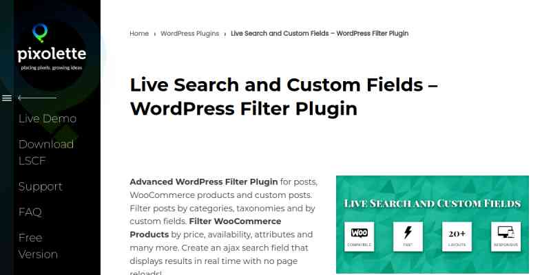 Live Search & Custom Fields