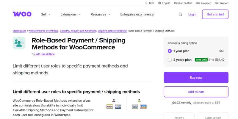 Role-Based Payment / Shipping Methods for WooCommerce