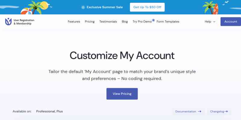 User Registration Customize My Account