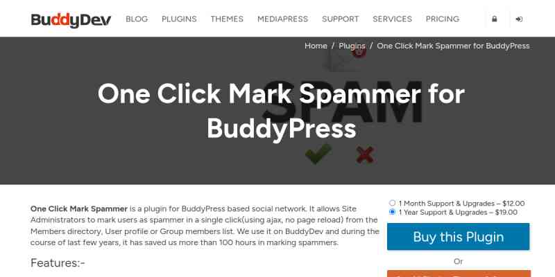 One Click Spam Marker for BuddyPress